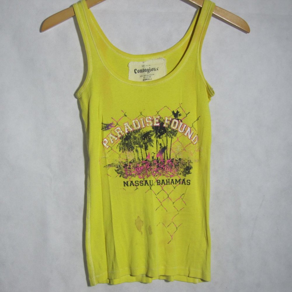 Contagious Yellow logo tank top Slim Fit XS
